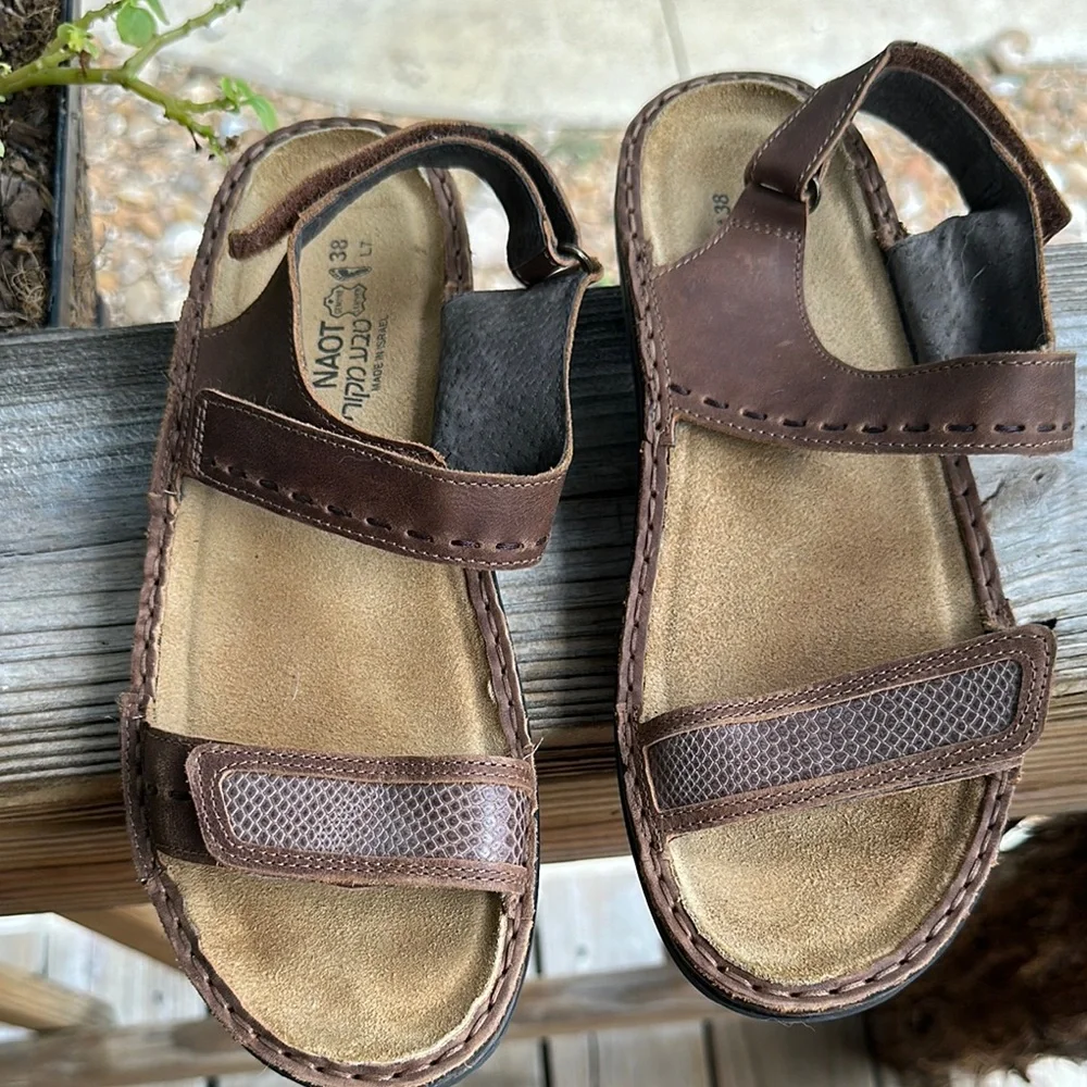 Naot Brown Sandals Classic Two-Strap Design - Picture 2 of 5